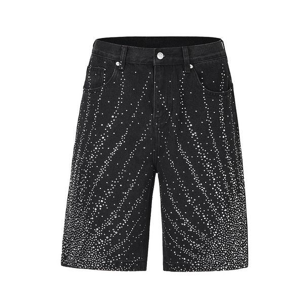 Men's Clothing European And American High Street Foreign Trade Best Selling Ins Feng Shui Washed Diamond Denim Cropped Pants Shorts Jeans_mkmklike.com