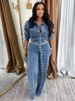 K Fashionable Women's Sexy High Elasticity Button Up Denim Casual Set Two-piece Set_mkmklike.com