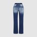 Women's Clothing Mid-Rise Stretch Washed Denim Jeans Slim Fit Bootcut Casual Pants_mkmklike.com