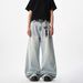 Men's Clothing Wide Leg Cleanfit Retro Scimitar Jeans Retro Wide-Leg Cleanfit Jeans - High Waist Loose Fit Casual Pants With Unique Sickle Design_mkmklike.com