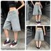 Retro Blue Washed Jacquard Denim Shorts American Trendy Loose Wide Leg Five Point Pants For Men And Women Versatile Summer Wear_mkmklike.com