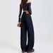 Autumn And Winter Wom's Dark Blue Loose-fitting Patchwork Straight-leg Fashion Versatile Curved-cut Long Jeans For_mkmklike.com