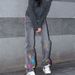 Amxn Nw Lightning Jans Limitd Edition Embroidrd Patch Washd High Strt Loos Straight Long Pants Unisx_mkmklike.com