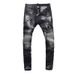 Men's Clothing Fashion Street Jeans Distressed Black And Gray Washed Holes Patches Paint Micro Bounce Slim Fit Skinny Jeans Men's Trend_mkmklike.com