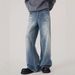 Men's Trendy Splatter Paint Straight Leg Jeans Loose Wide Fit High Street Style Washed Retro Design Long Pants_mkmklike.com