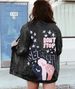 Women's printed denim jacket women's loose lapel denim jacket top _mkmklike.com