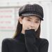 Hot Sale Casual Retro Female Wool Street Style Girls Octagonal Women Caps Plaid Beret Painter Hat_mkmklike.com
