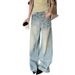 American-style High Street Straight-leg Jeans For Women, 2025 New Model, Light Blue, Stylish Design, Slimming,_mkmklike.com