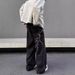 Men's Vintage Lightning Bolt Jeans – Oversized Streetwear With Embroidery & Anti-Fit Silhouette (S-3XL, Black, Distressed Denim)_mkmklike.com