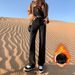 Orange Silk Women's Clothing#Washed Vintage Soft And Comfortable Wide-leg Jeans For Women, Autumn Slim-fit High-waisted_mkmklike.com