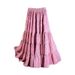 Women's new elastic splicing large swing long chiffon skirt long skirt_mkmklike.com