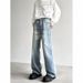 Men's Wide Leg Jeans Distressed Whiskered Design Retro Hip Hop Style New_mkmklike.com