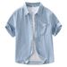 Retro Denim Short Sleeved Shirt For Men, Fashionable And Versatile, Artistic And Casual Loose Top_mkmklike.com