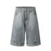 Men's Clothing Reverse Wear Workwear Design Denim Five Point Pants High Street Trend Niche Personality Washed Straight Shorts_mkmklike.com