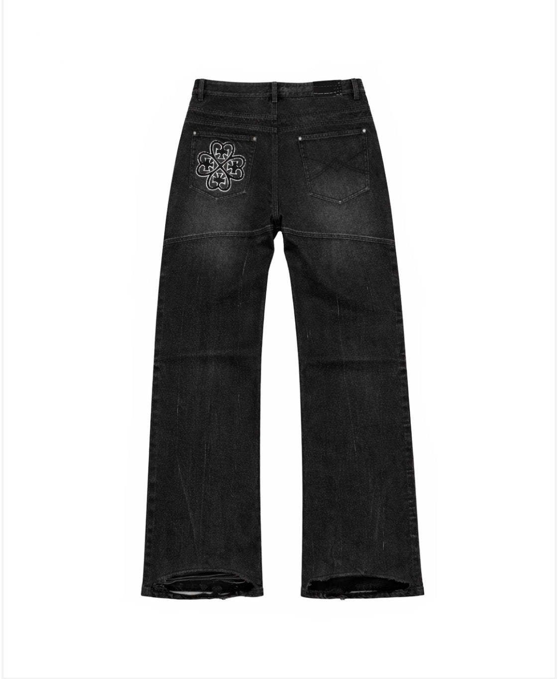 Slim Fit Embroidered Patchwork Distressed Washed Indigo Jeans Style Men's Denim_mkmklike.com