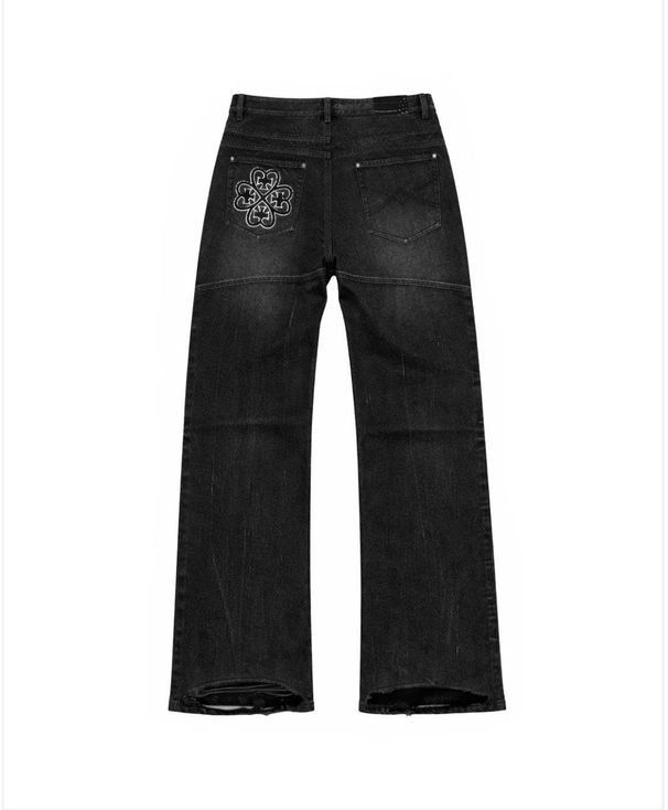 Slim Fit Embroidered Patchwork Distressed Washed Indigo Jeans Style Men's Denim_mkmklike.com