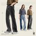 Men's Distressed Bootcut Jeans – Retro Loose Fit Wide Leg Denim Pants (S-XL, Black Gray & Blue)_mkmklike.com