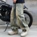 Men's Graffiti Jeans European Station Paris Retro Personality Straight Loose Trendy Fashion Brand 2025_mkmklike.com