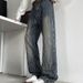 Rhombus Jacquard Jeans Men's Spring And Autumn American High Street Slight Pants Teen Vintage Loose Straight Pants_mkmklike.com