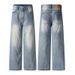 Men's Clothing High Street Vibe Washed Jeans Men's Retro Worn Dirty Stained Wide Leg Pants Loose Straight Trousers Men's Wear_mkmklike.com
