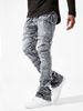Men's Clothing Straight Leg Jeans - Stretch Denim Pants With Patchwork Details, Trendy Streetwear For Casual & Urban Style (S-XL, Black/Grey)_mkmklike.com
