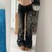 American Retro Jeans For Women High Street Hot Girl Slim Fit Flared Plant Embroidery Low Waist Long Pants With Design_mkmklike.com