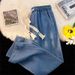 Men's Clothing Elastic Waist Straight Leg Jeans Solid Color Casual Trendy Youth Japanese Style Wash Drawstring For Summer_mkmklike.com