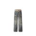 High Street Dirty Old Ripped Jeans Men's And Women's Design Loose Straight Double Waist Pants_mkmklike.com