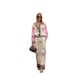 Women's clothing casual fashion all-match linen printed macaron long-sleeved suit_mkmklike.com