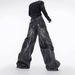Men's Clothing High Street Jeans Design Washed Straight Flared Lightning Pattern Casual Trousers_mkmklike.com