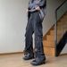 Men's Streetwear Cargo Jeans – Zip & Strap Detail, Loose Fit, High-Street Aesthetic (S-3XL, Black/Blue)_mkmklike.com
