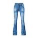 Women's Clothing Jeans Tight Elastic Tassel Flared Pants Trousers Solid Color Jeans_mkmklike.com