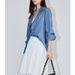 Women's Clothing Tencel Acetate Denim Spring Retro Suit Collar Embroidery Drape Loose Versatile Shirt_mkmklike.com