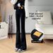 Women's Bell-bottom 2023 New Spring And Autumn High-waisted Slim-fit Long Pants For Petite Figures, Black Flared Denim_mkmklike.com