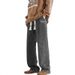 Men's Clothing Straight Leg Jeans, Spring Versatile Loose American High Street Casual Hello Letter Long Pants_mkmklike.com