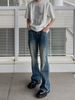 Men's Clothing Men's Distressed Bootcut Jeans - Vintage Washed Denim Pants With Clean Fit (Blue, S-XXL)_mkmklike.com