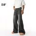 EF JEANS | 2025 Spring New American Casual Daily Black And Grey Wide Leg Mopping Washed Jeans_mkmklike.com
