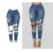 European And American Foreign Trade Cross-border High-waisted Stretch Ripped Slim-fit Women's Jeans_mkmklike.com