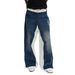 Men's Premium Blue & White Layered Denim Jeans – Relaxed Straight Cut (High-End Streetwear, Unisex Styling)_mkmklike.com