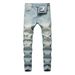 Men's Retro Washed Denim Jeans Slim Fit Trousers Ripped Fashion Jeans For Youth_mkmklike.com