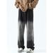 Nordmann Gradient Color Jeans Men Straight Loose Wide Leg Casual Autumn Winter American High Street Trend Hip Hop Cool Pants_mkmklike.com