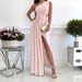 Women's Clothing long skirt sleeveless oblique shoulder hollow slit dress _mkmklike.com