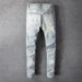 Men's Crystal Holes Ripped Patchwork Jeans Streetwear Light Blue Denim Thin Thin Pencil Pants Pants_mkmklike.com