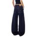 American High Street Bead Design Blue Jeans Men's And Women's Washed Scimitar Pants Silhouette Thin Wide-leg Trousers Tide_mkmklike.com