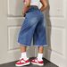 Trendy Casual Ripped Frayed Hem Versatile Women's Jeans 7/8" Pants Relaxed Everyday Wear Versatile Comfortable Feshion Trend_mkmklike.com