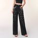 Women's Casual Loose Fit Slimming Jeans With Studded Detailing Straight Leg Pants Trendy Fashion_mkmklike.com