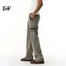 EF JEANS | 2025 Spring New American Slim-Fit Skinny Multi-Pocket Tooling Washed Grey Jeans_mkmklike.com