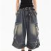 Design Sense, Multiple Pockets, Pleated Workwear Jeans, Men's Summer American Loose Spot Washed Seven Quarter Shorts_mkmklike.com