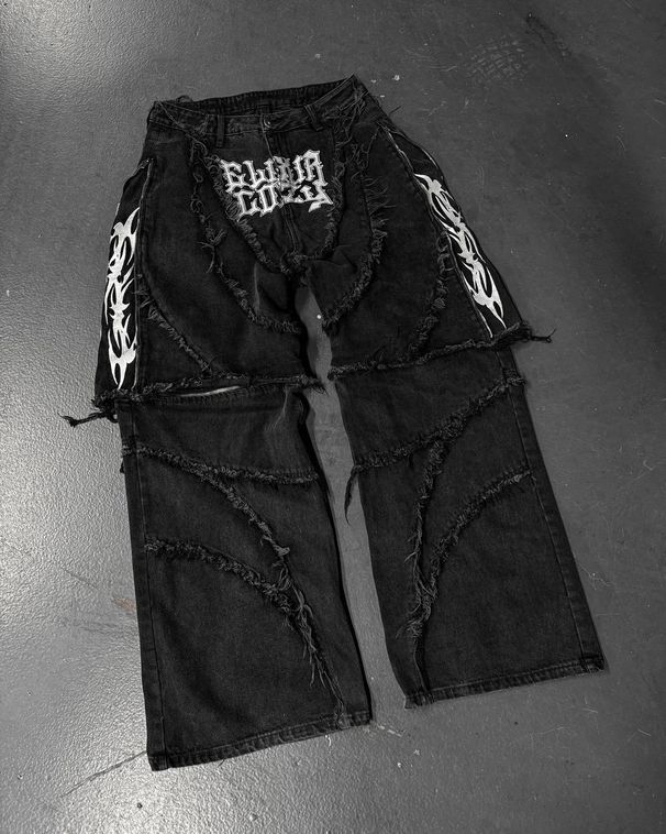 Men's Clothing Jeans Stitching Design Street Fashion Loose Wide Leg Trousers_mkmklike.com