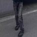 Men's Clothing High Street Vibe Style Black And Gray Retro Washed Cat Whisker Flared Jeans Men's Loose Straight Slim Pants_mkmklike.com